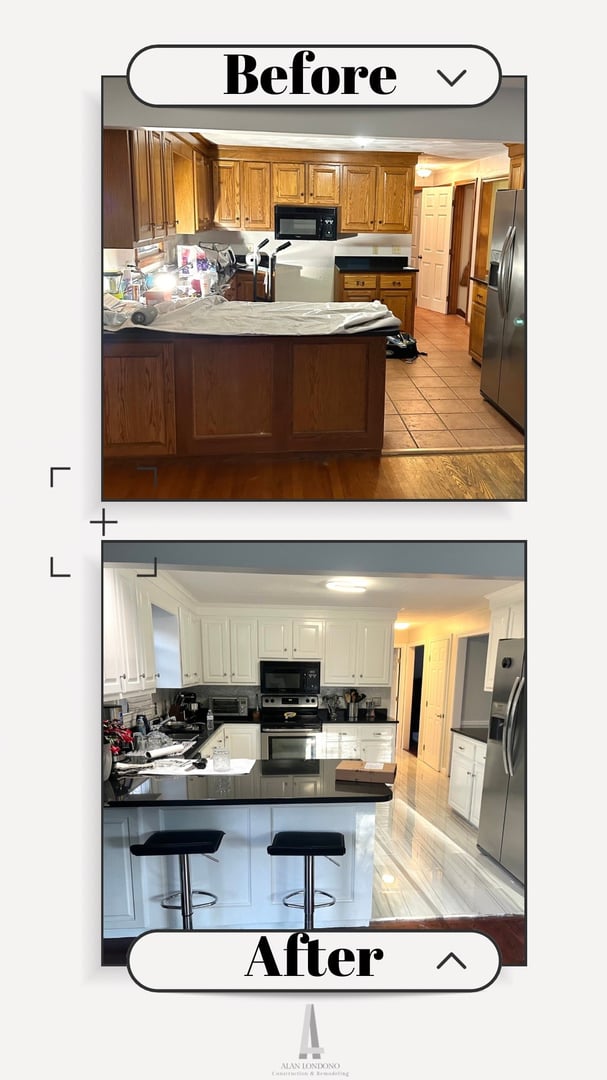 Before and after remodeling project