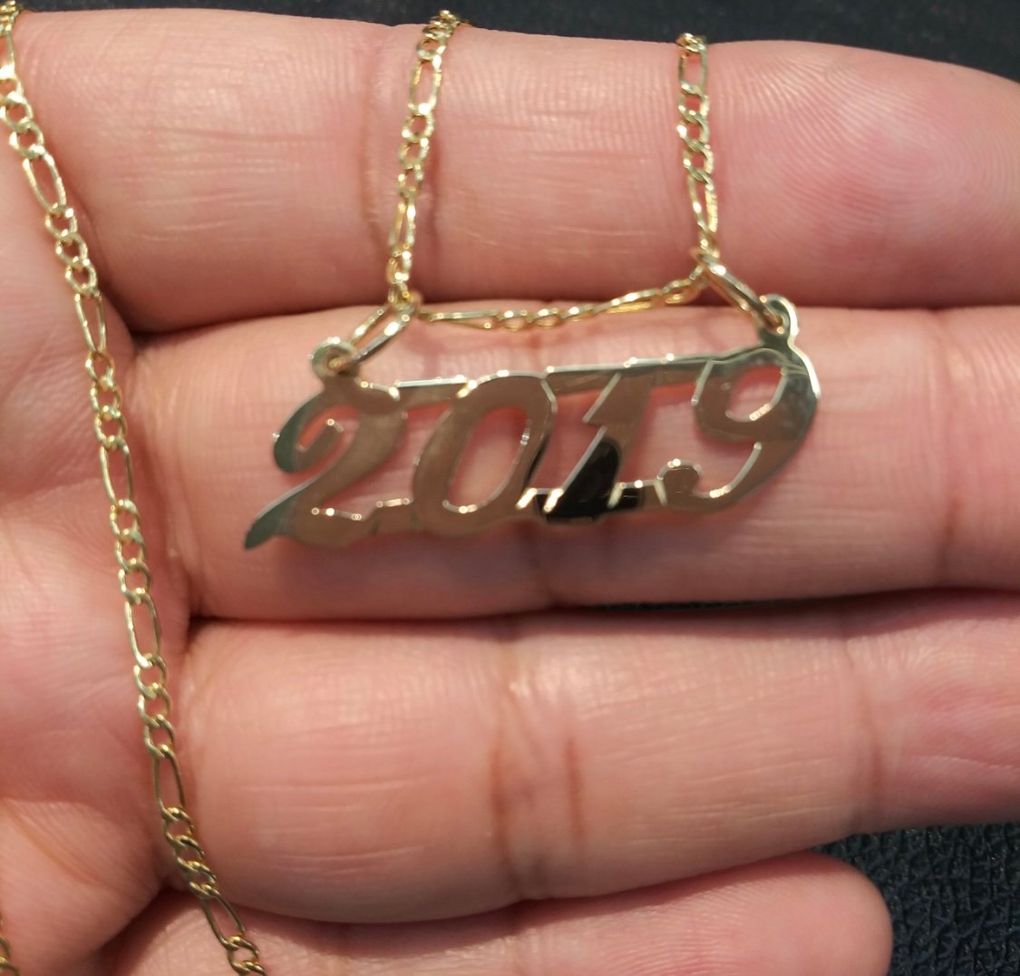 14k custom year pendant