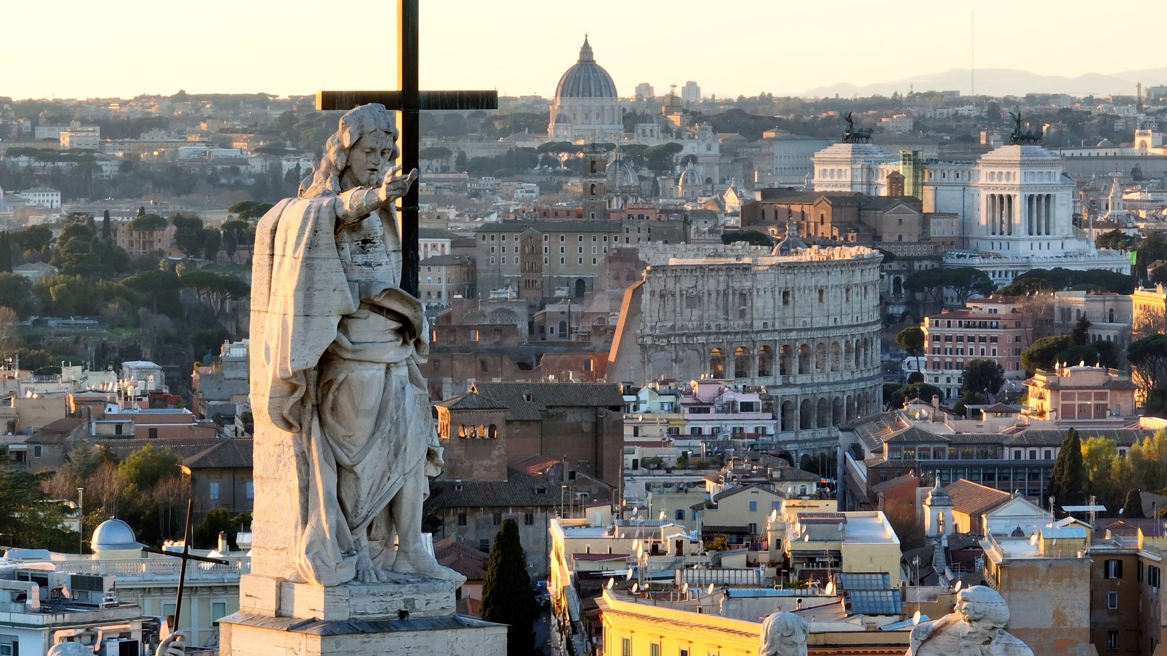 The main monuments of Rome in one photo at San Giovanni in Laterano.