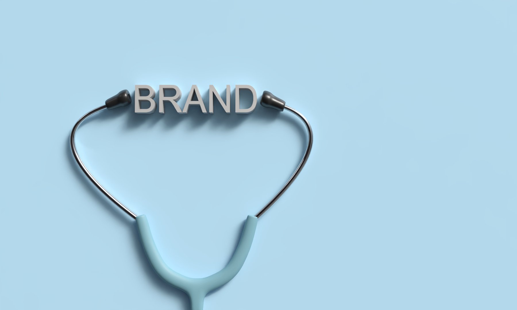Branding text font business working product stethoscope medical blue color background copy space exam hospital tool treatment instrument creativity technology corporate development branding strategy