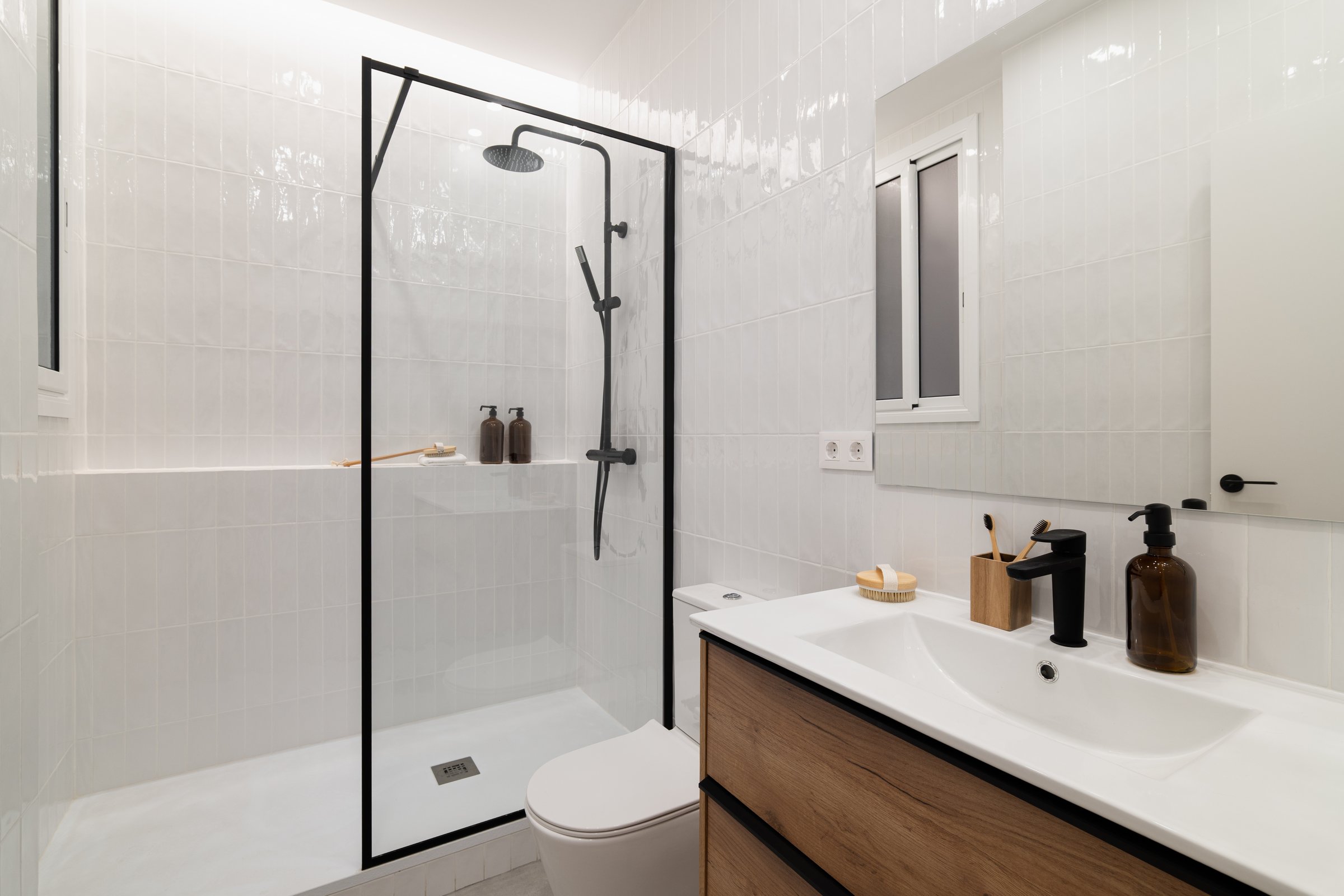Modern bathroom with glass shower