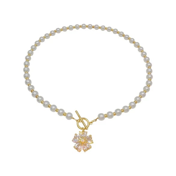 Collier Perles et Fleurs - Vue portée