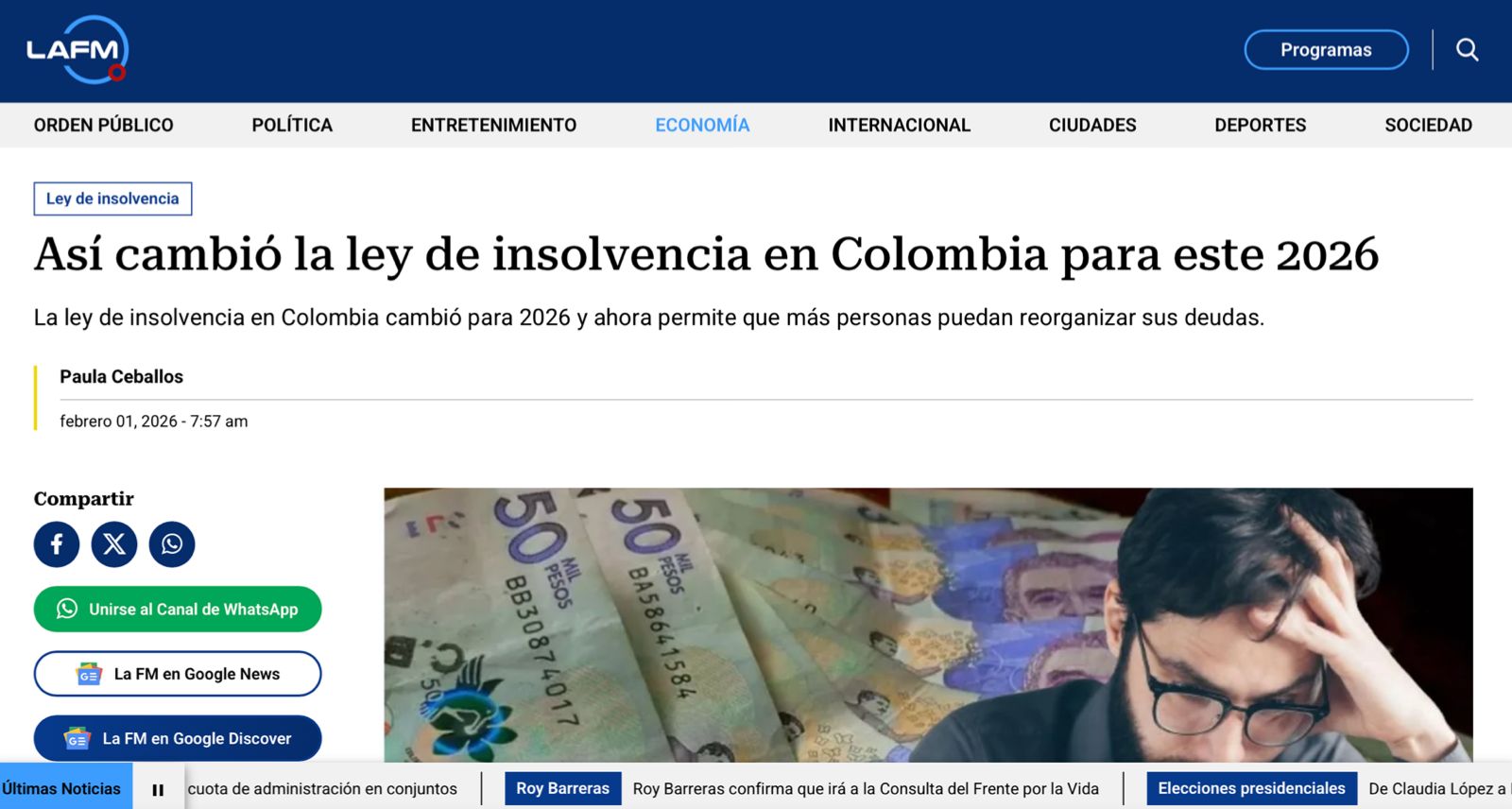 Captura de noticia - Portafolio