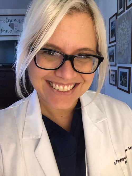 Headshot of Dr. Pavlatos-Delavoye, Psychiatrist at Nugent Family Counseling Center