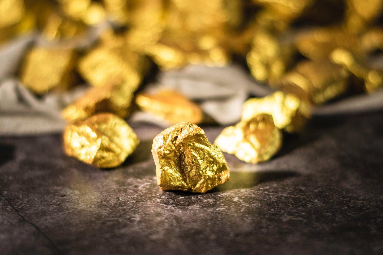 Natural gold nugget with dark background