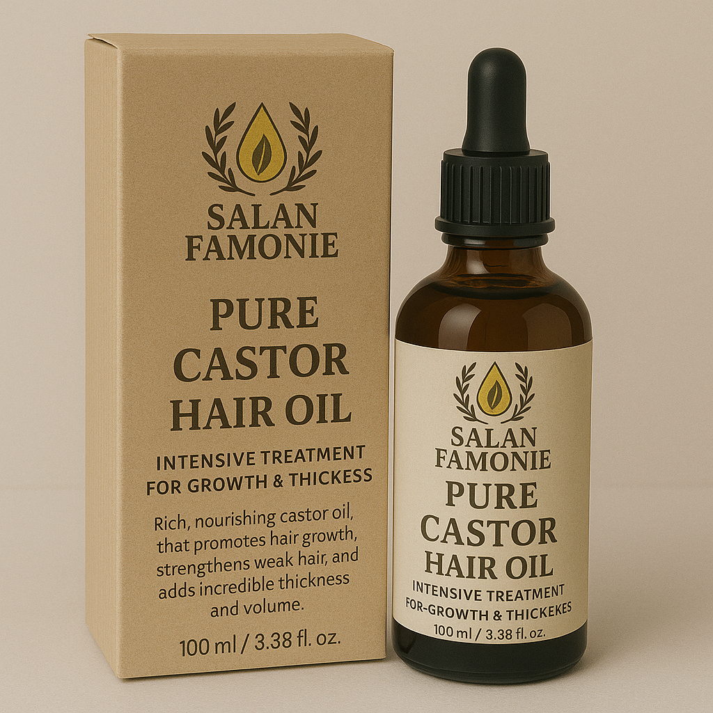 Premium castor hair oil bottle for hair growth treatment