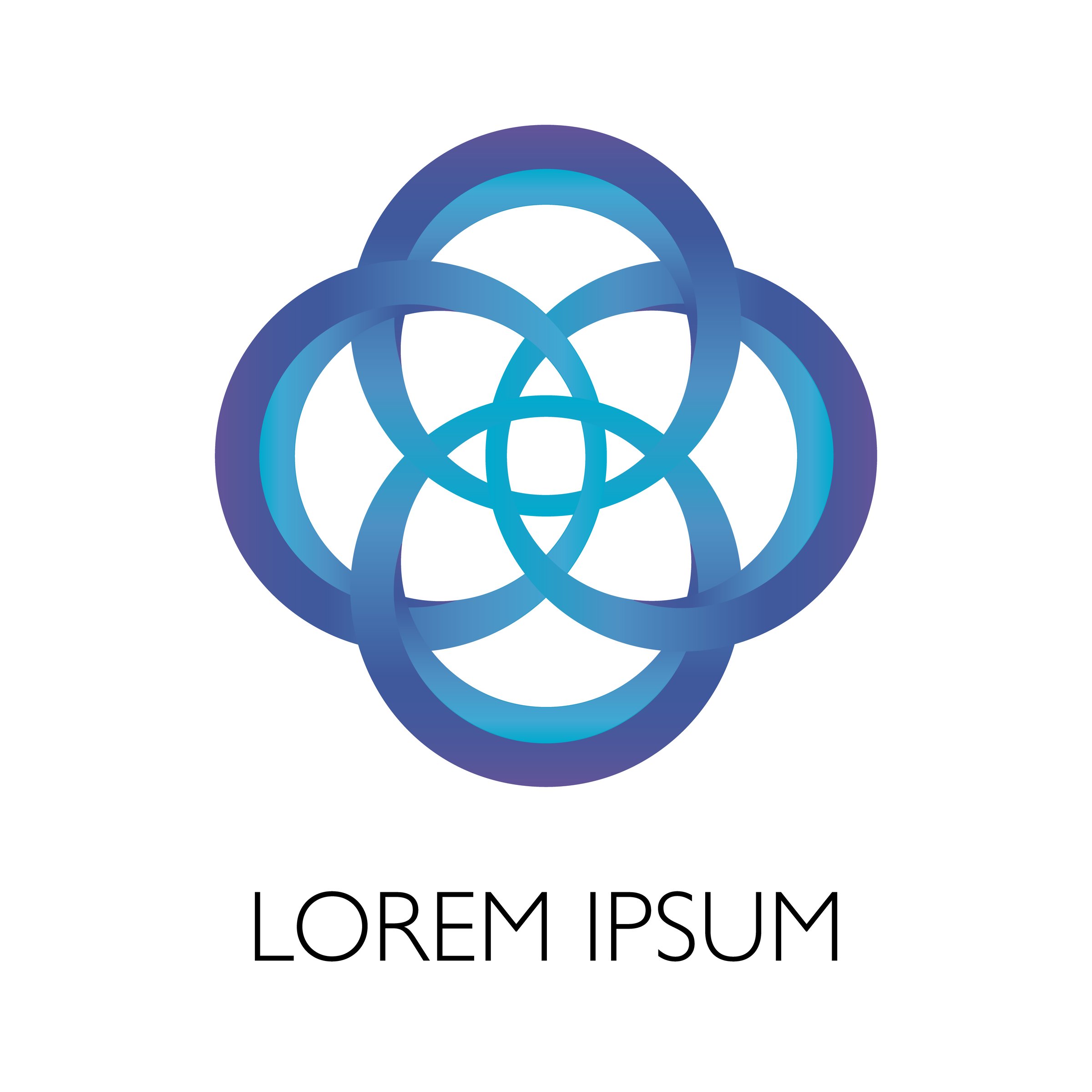 Abstract blue circular chain links, logo template. Connecting concept