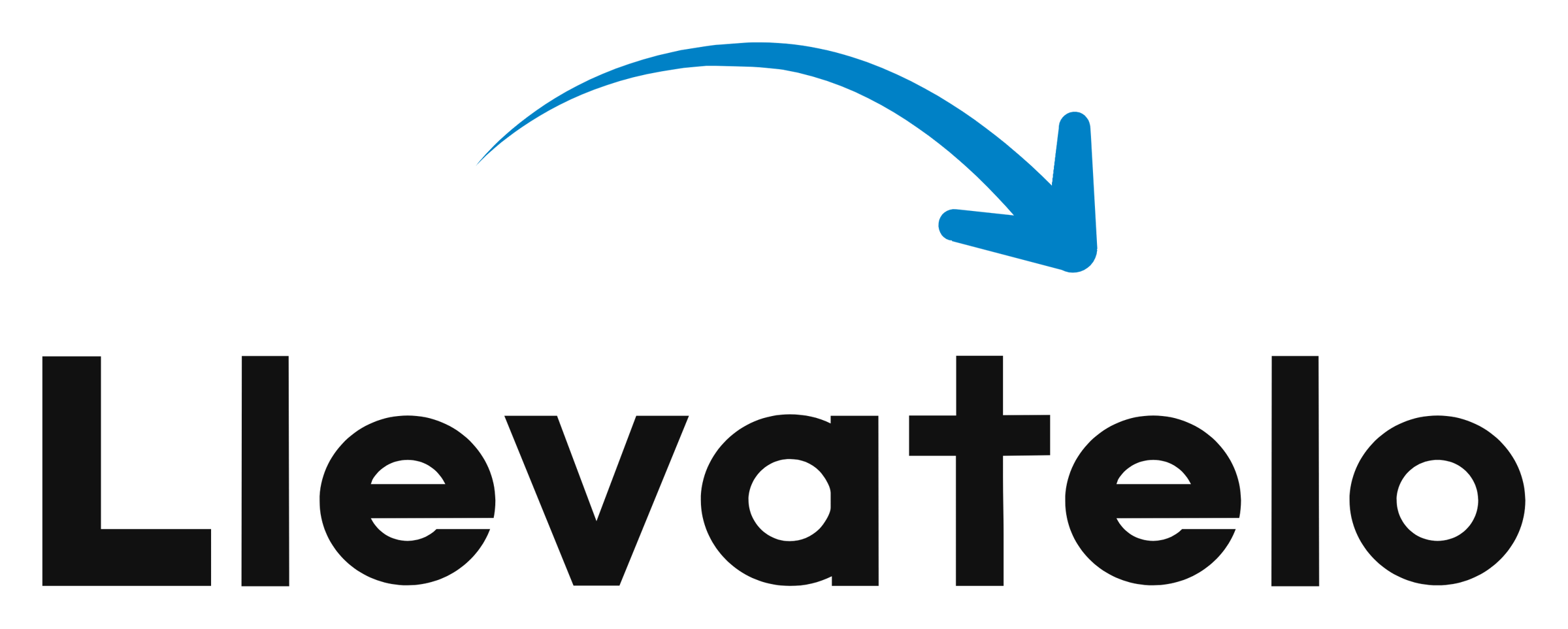 Logo with the word 'Llevatelo' and a blue arrow curving downward above it.