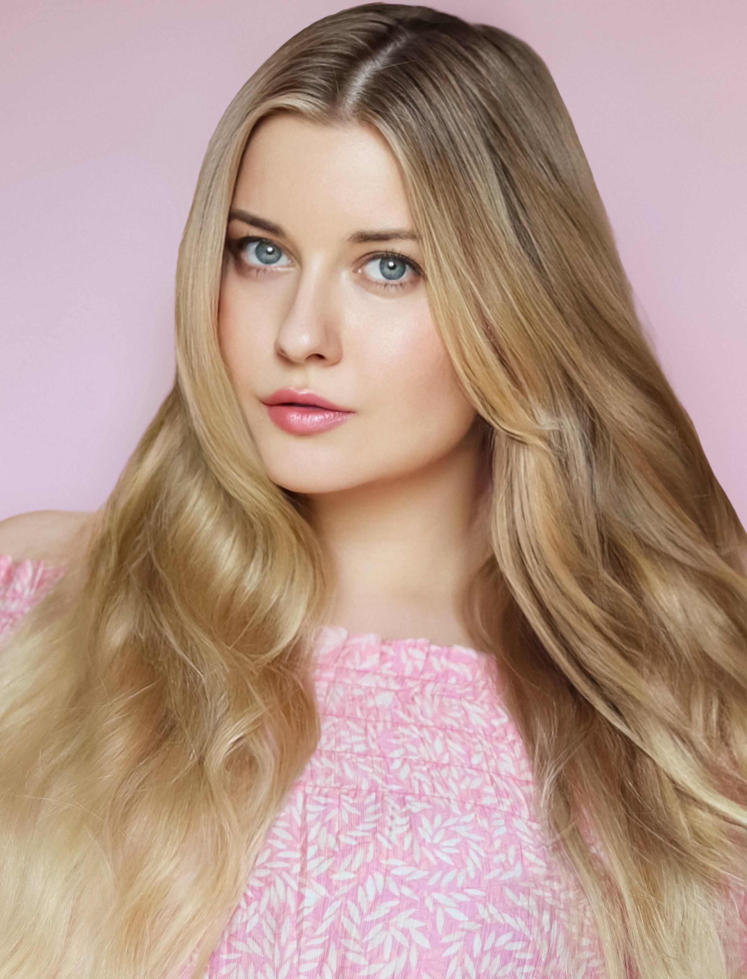 Beauty skincare and hair care, cosmetics and fashion, beautiful woman, blue eyes and blonde hairstyle, model natural face make-up, studio portrait