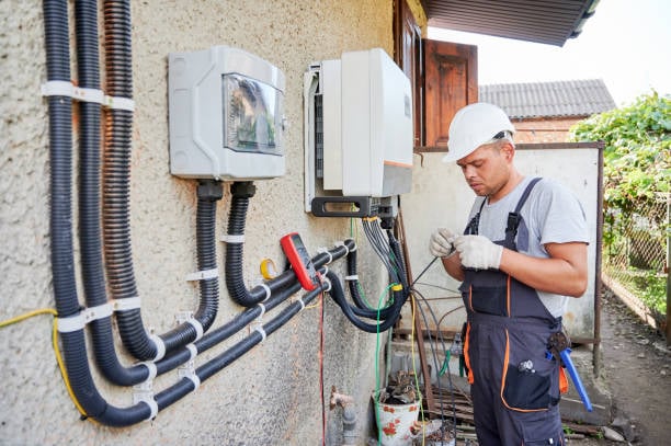 Electrician working on panel