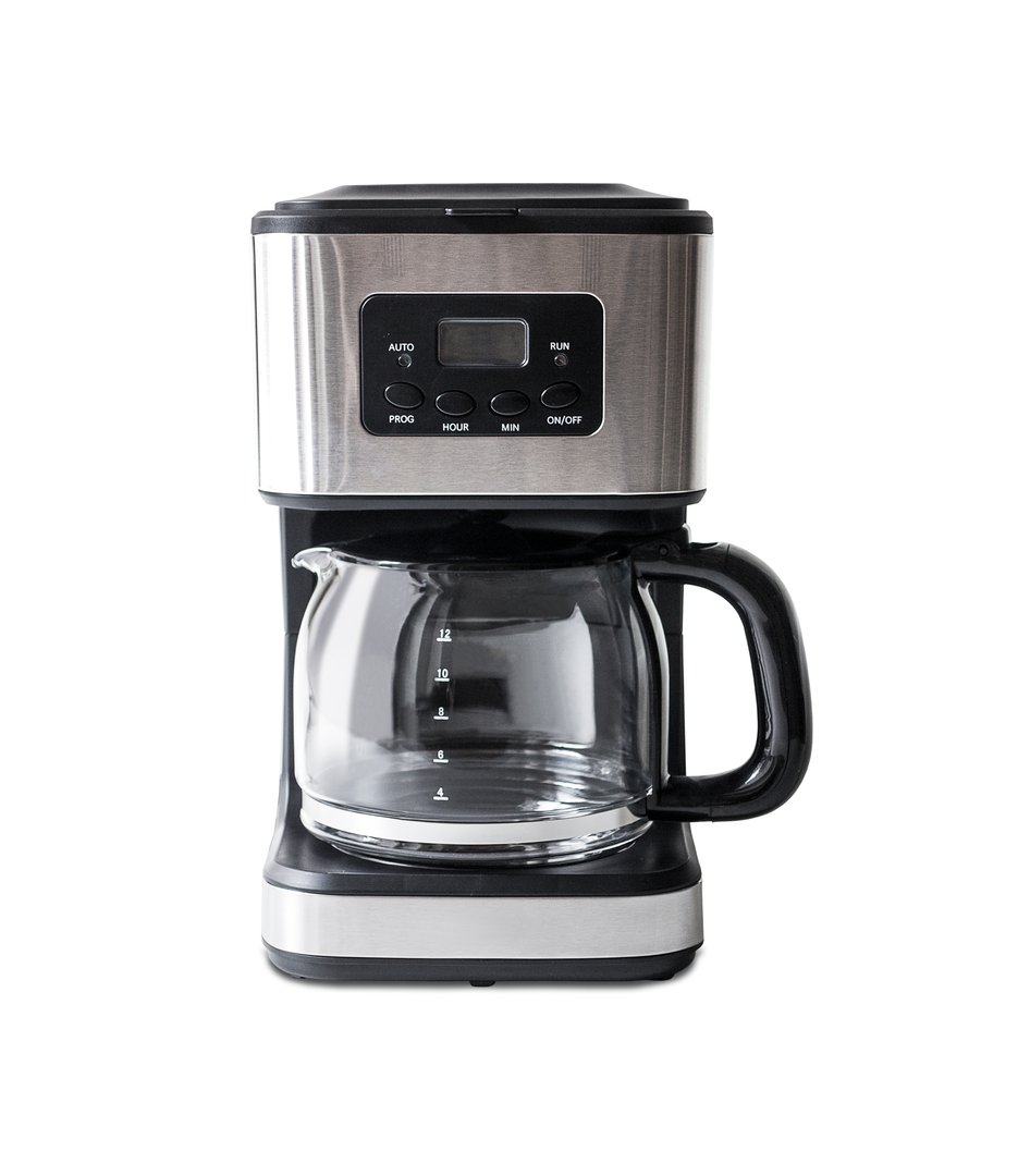 Black inox coffee maker isolated on white