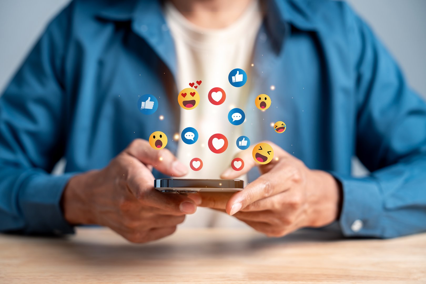 Social media, digital content, smartphone, emoji, reaction, like, comment, engagement, viral content, online communication, mobile app, influencer marketing, social network.