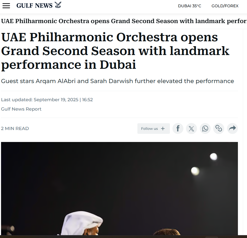 UAE Philharmonic Orchestra media coverage