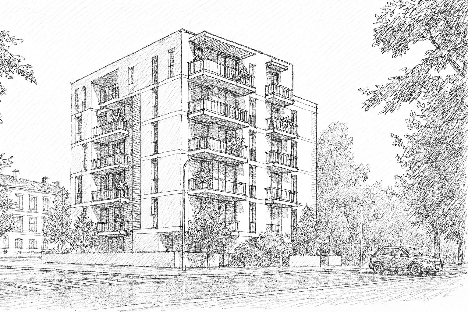 הדמיה אמנותית בעיפרון של פרויקט Prime 7