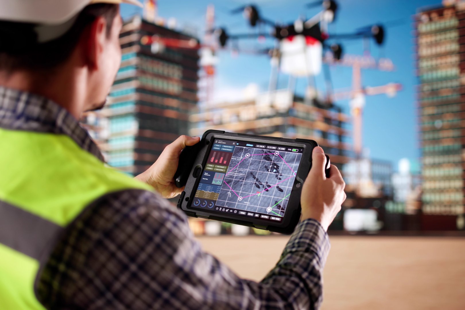 Aerial Surveillance Aircraft Or Drone. Digital Monitoring Technology