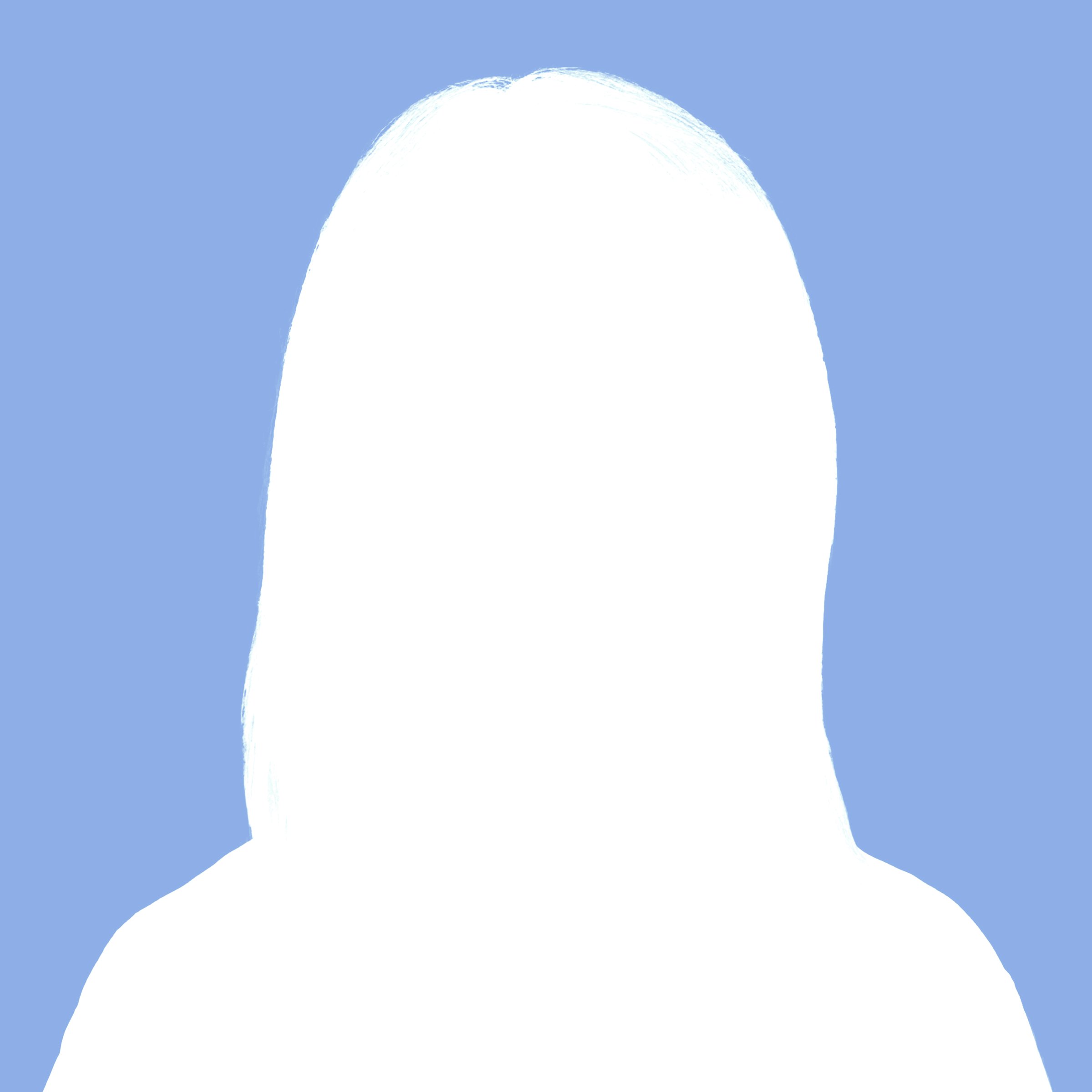 Silhouette of a girl. Avatar blue inverted. Silhouette isolated on white background