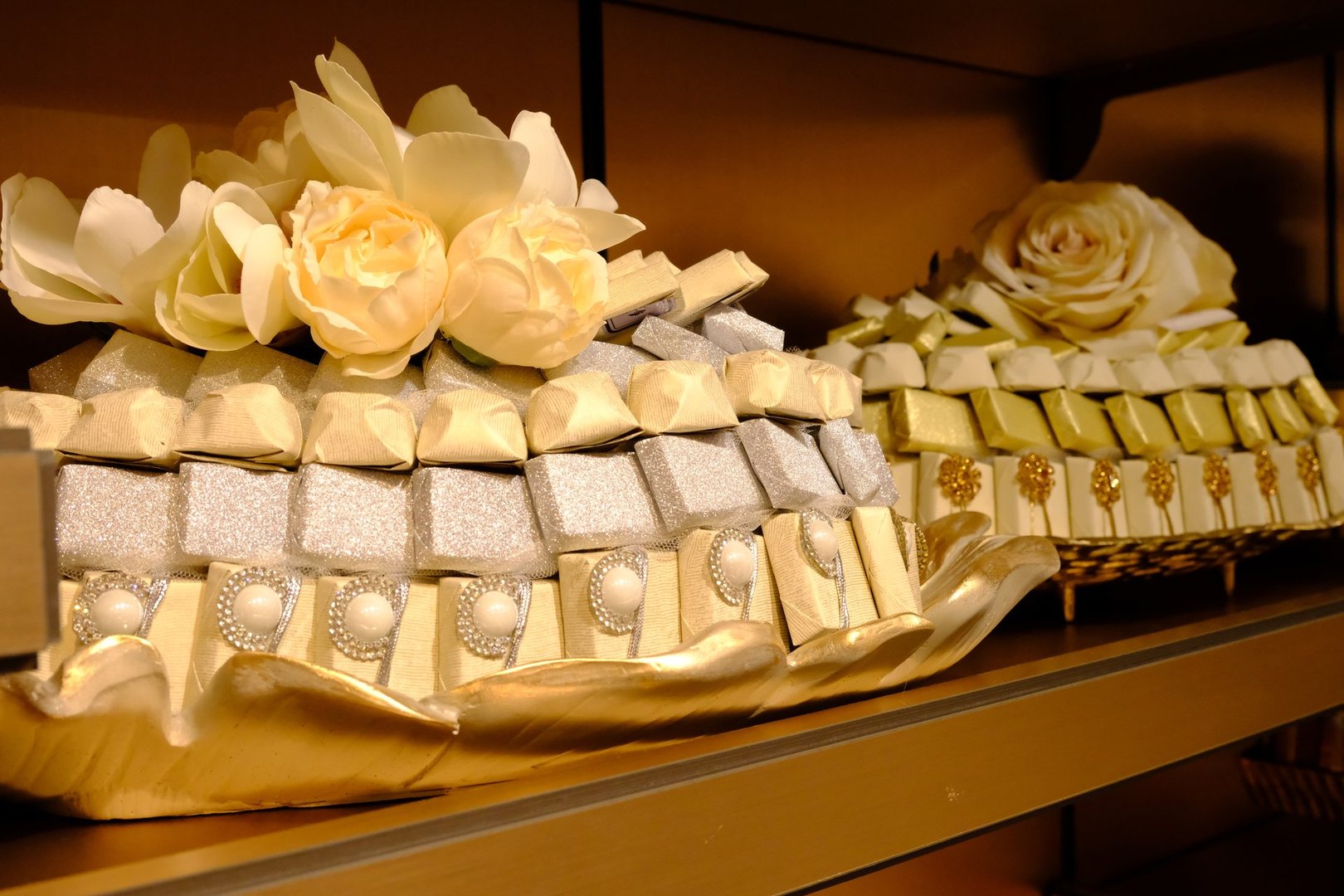 Engagement chocolates decorated with roses