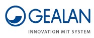 GEALAN logo with blue circle and text 'INNOVATION MIT SYSTEM' beneath. The circle contains a stylized design.