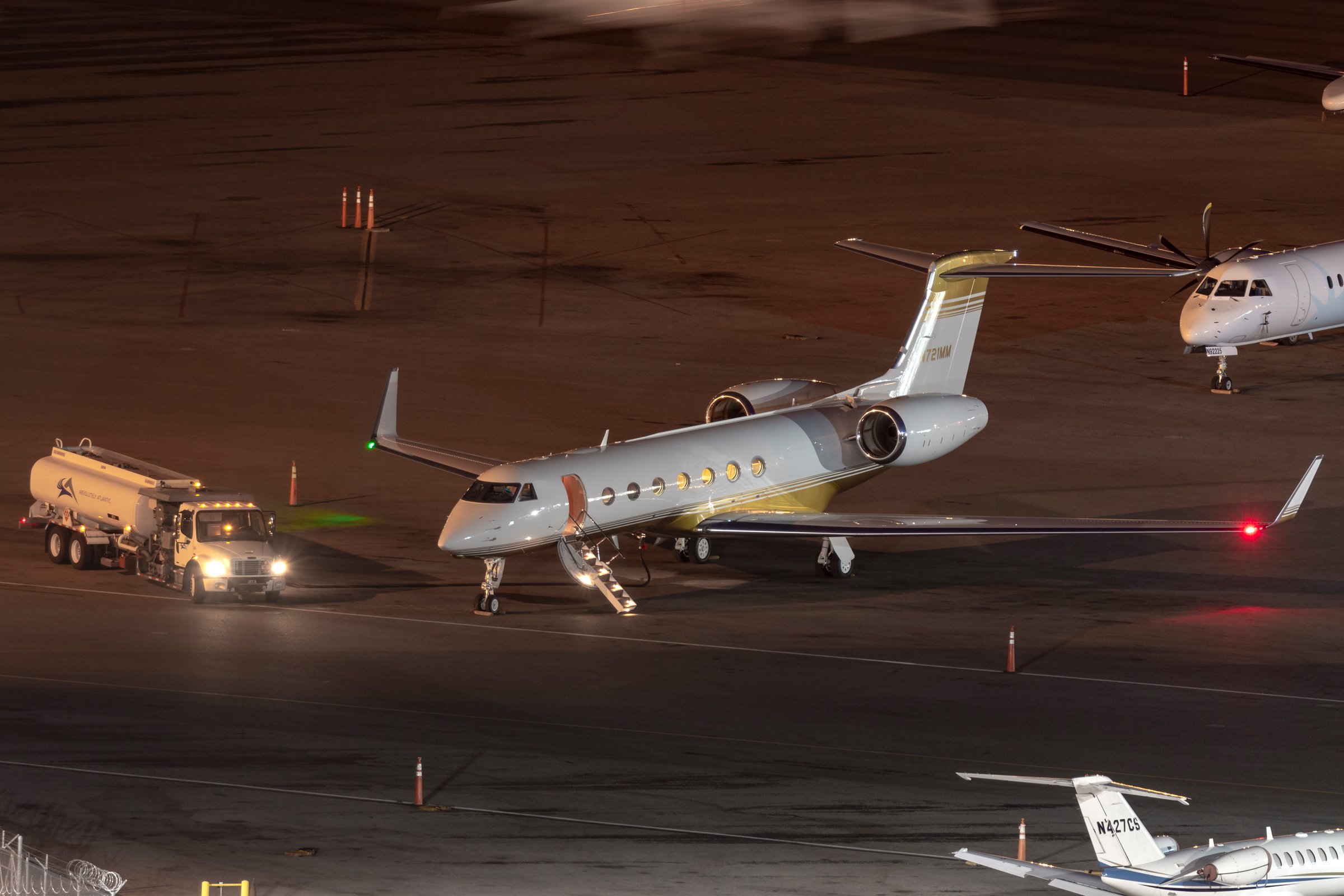Las Vegas, Nevada, USA - May 5, 2013: Gulfstream G-V luxury business jet N721MM at McCarran International Airport Las Vegas.