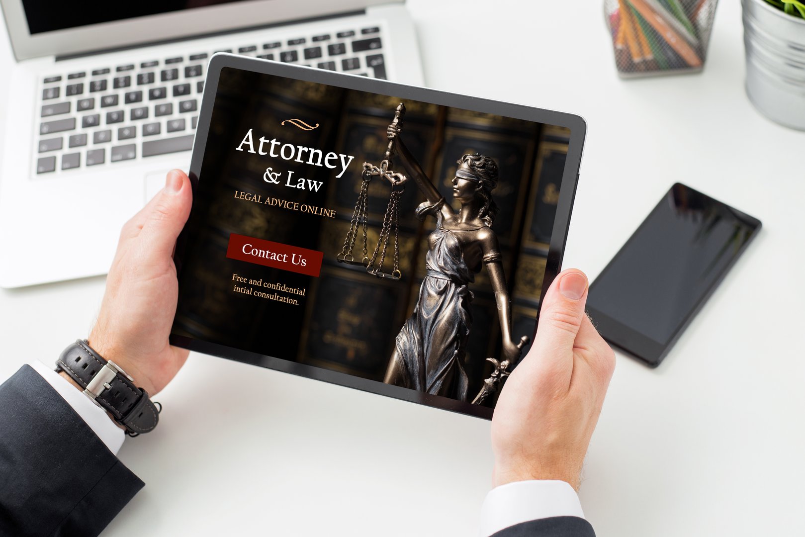Man seeking legal advice online