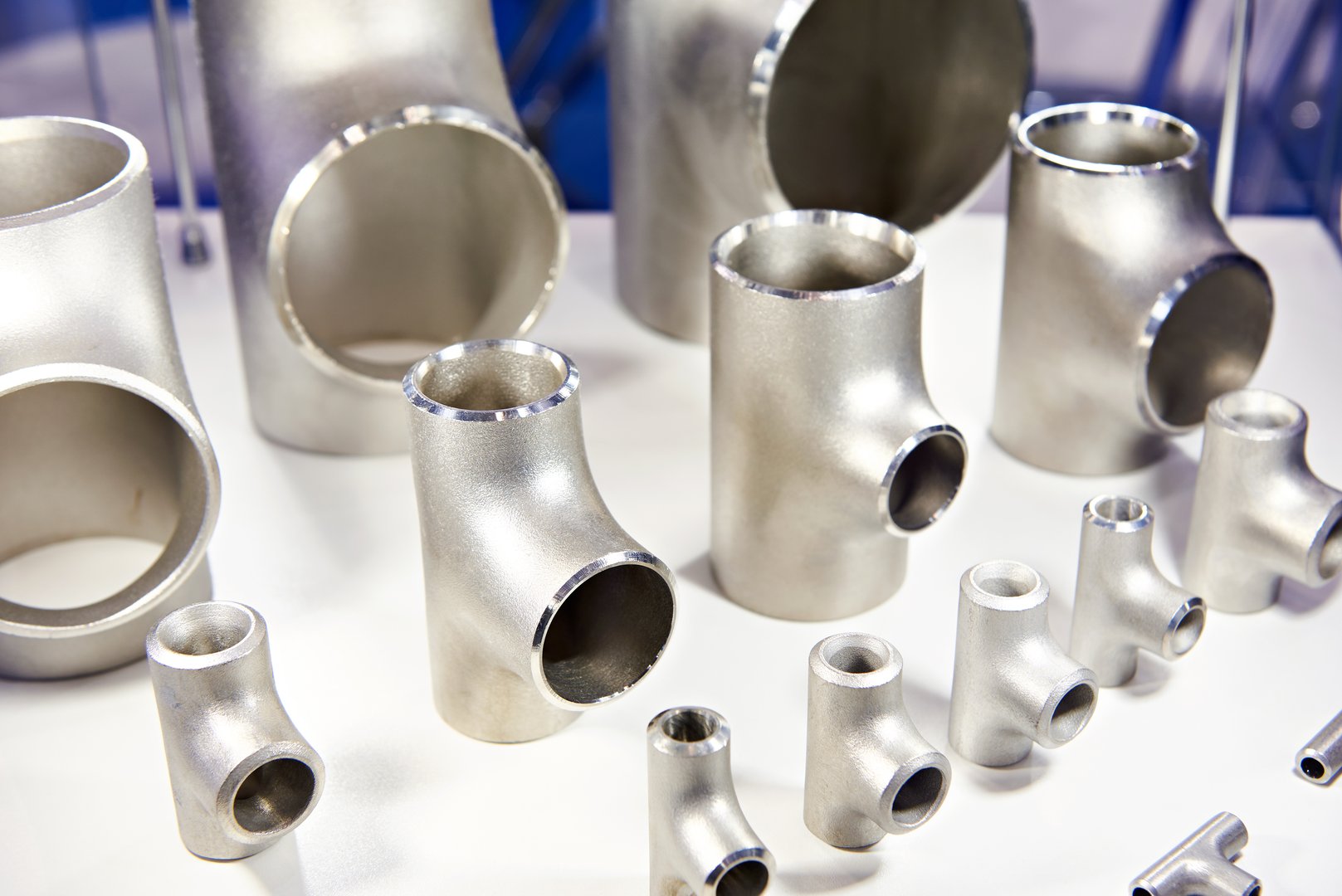 Metal parts for pipeline at the exhibition