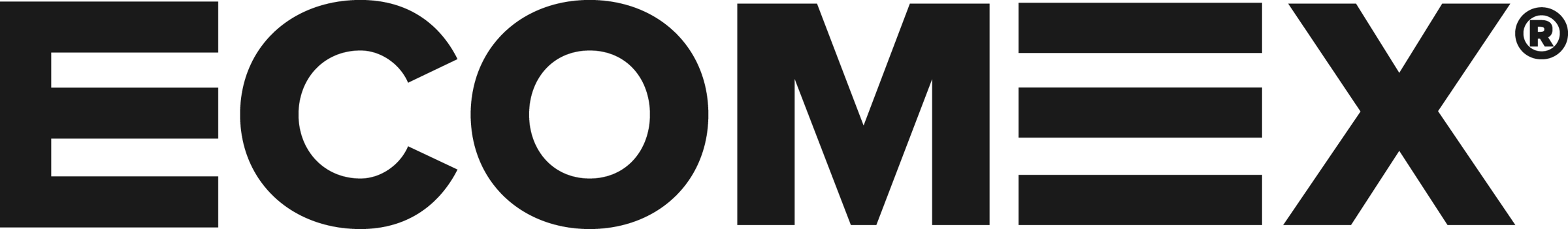 Black logo with the word "ECOMEX" in bold, sans-serif font, followed by a registered trademark symbol.