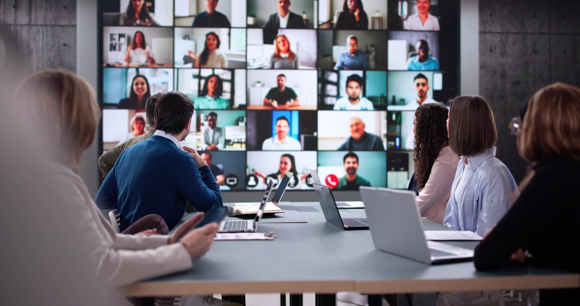 Professional Business Training with Multiracial Team in Online Video Conference