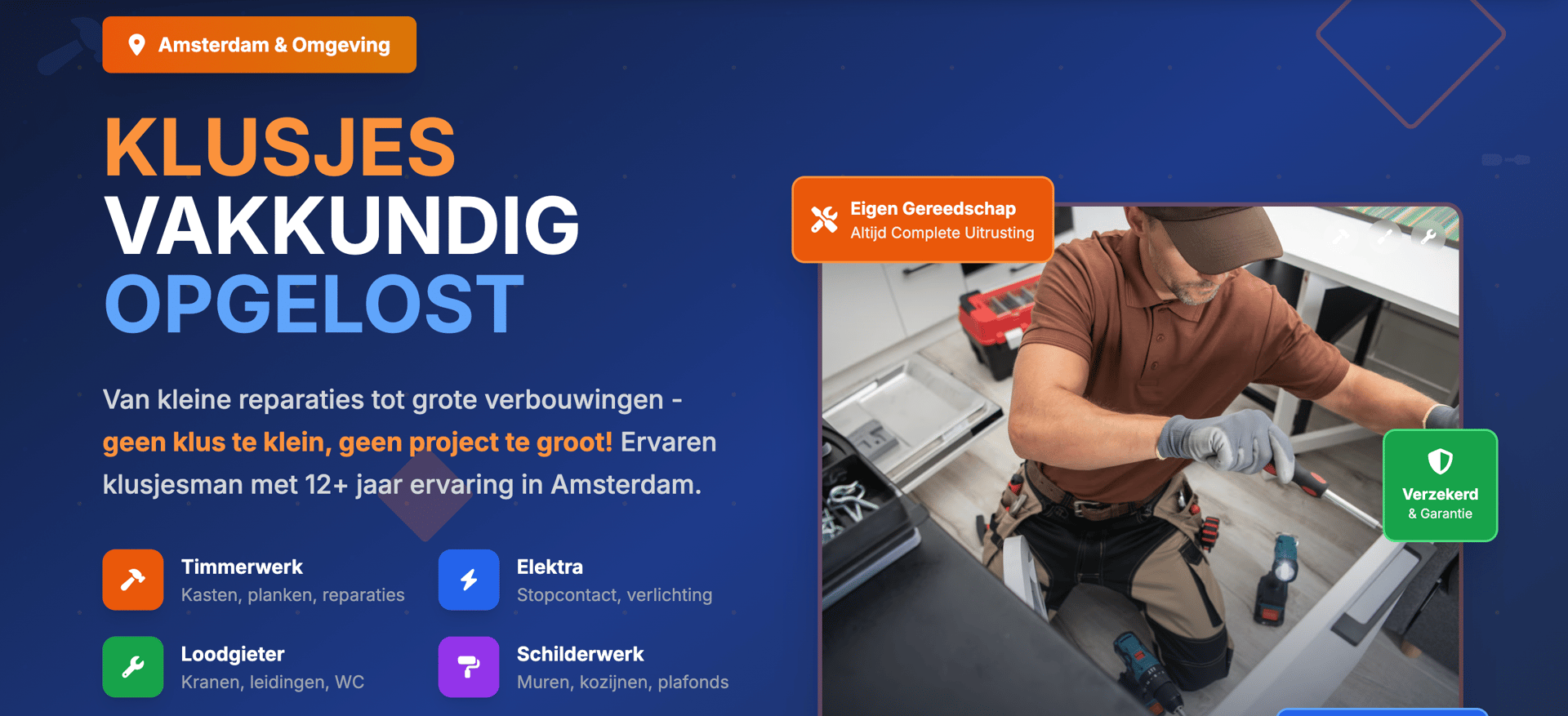 Klusjesman Amsterdam website voorbeeld