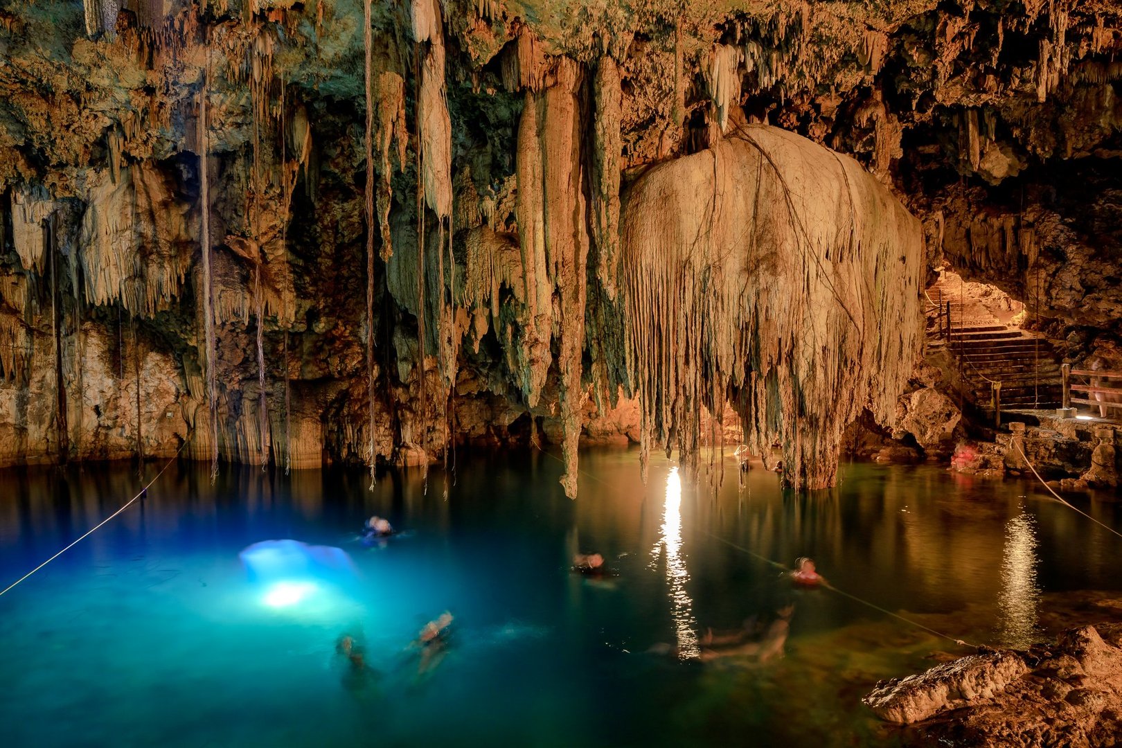 Cenote cave with turquoise water