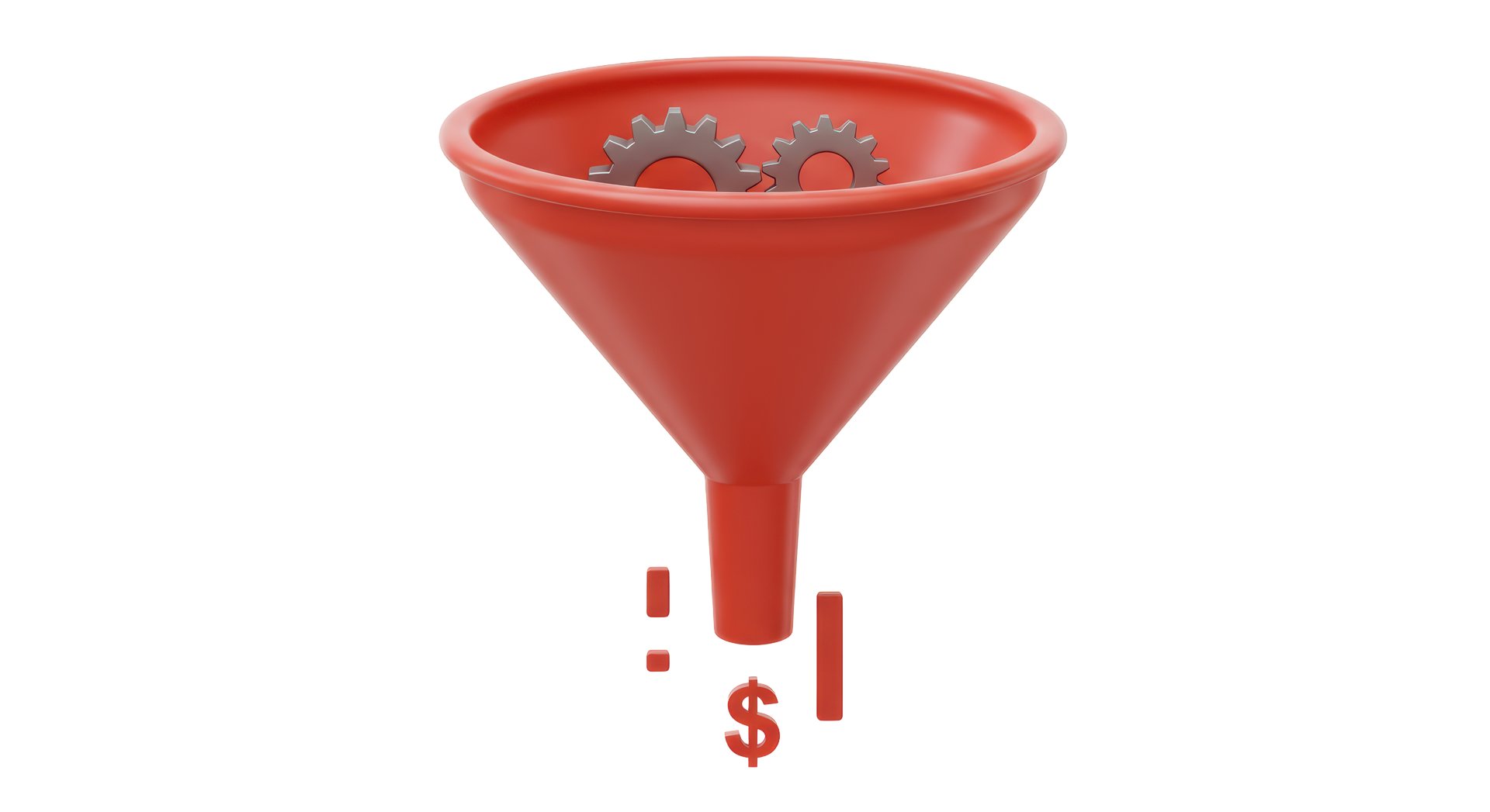Isolated Funnel with Gears and Money Symbols