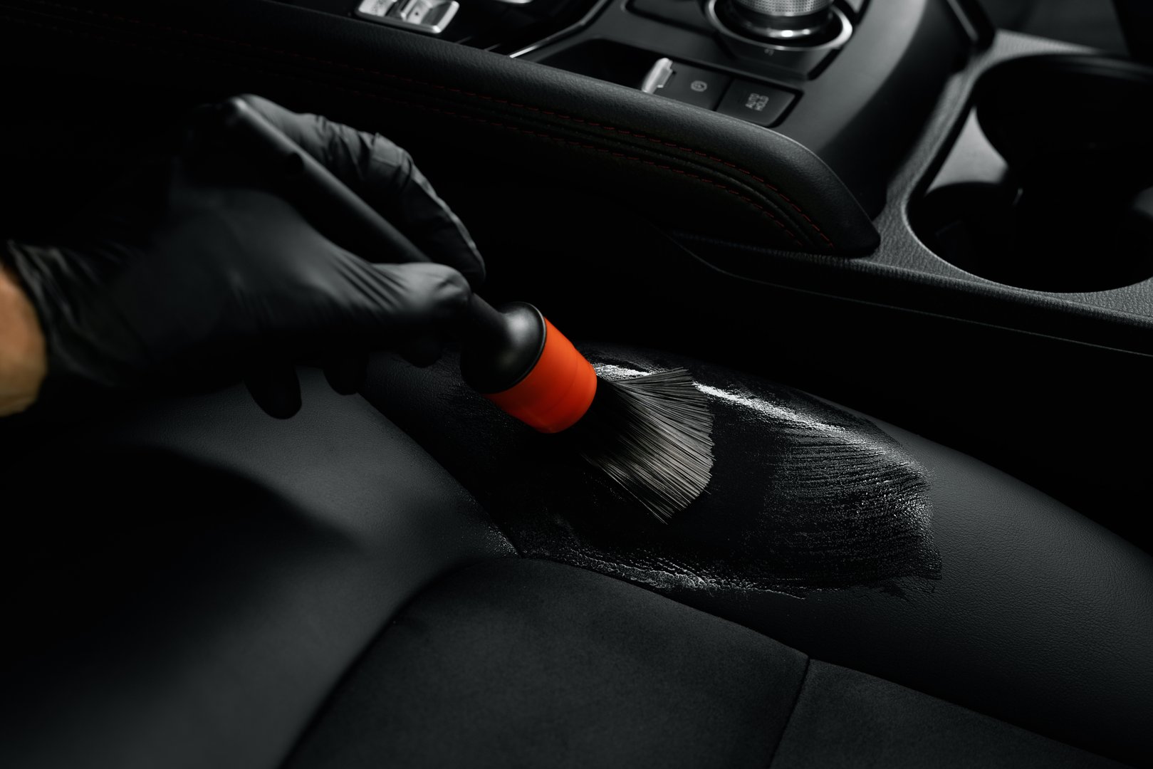 restoring leather seat upholstery. car interior detailing