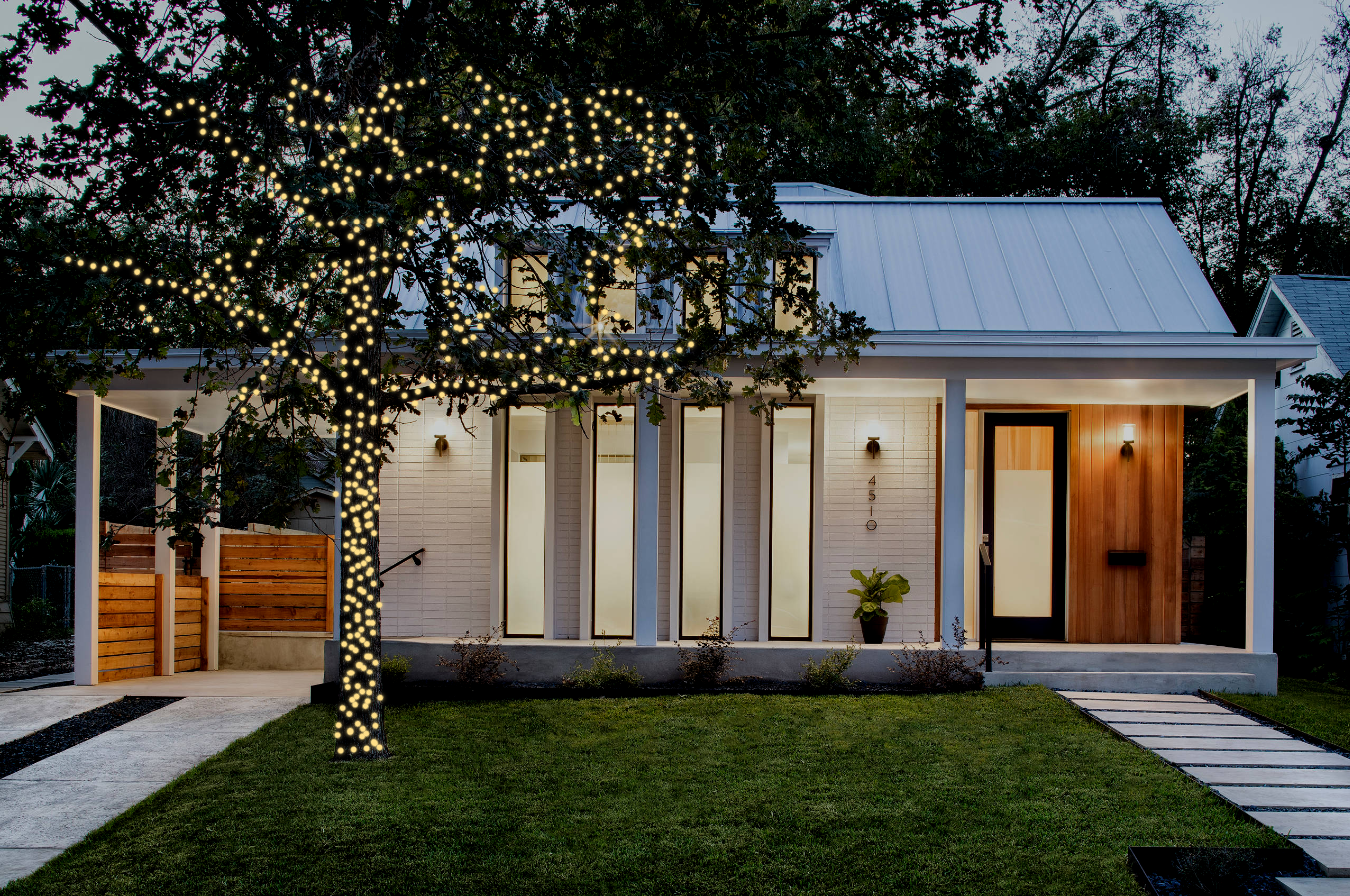 Medium tree full Christmas lighting mockup