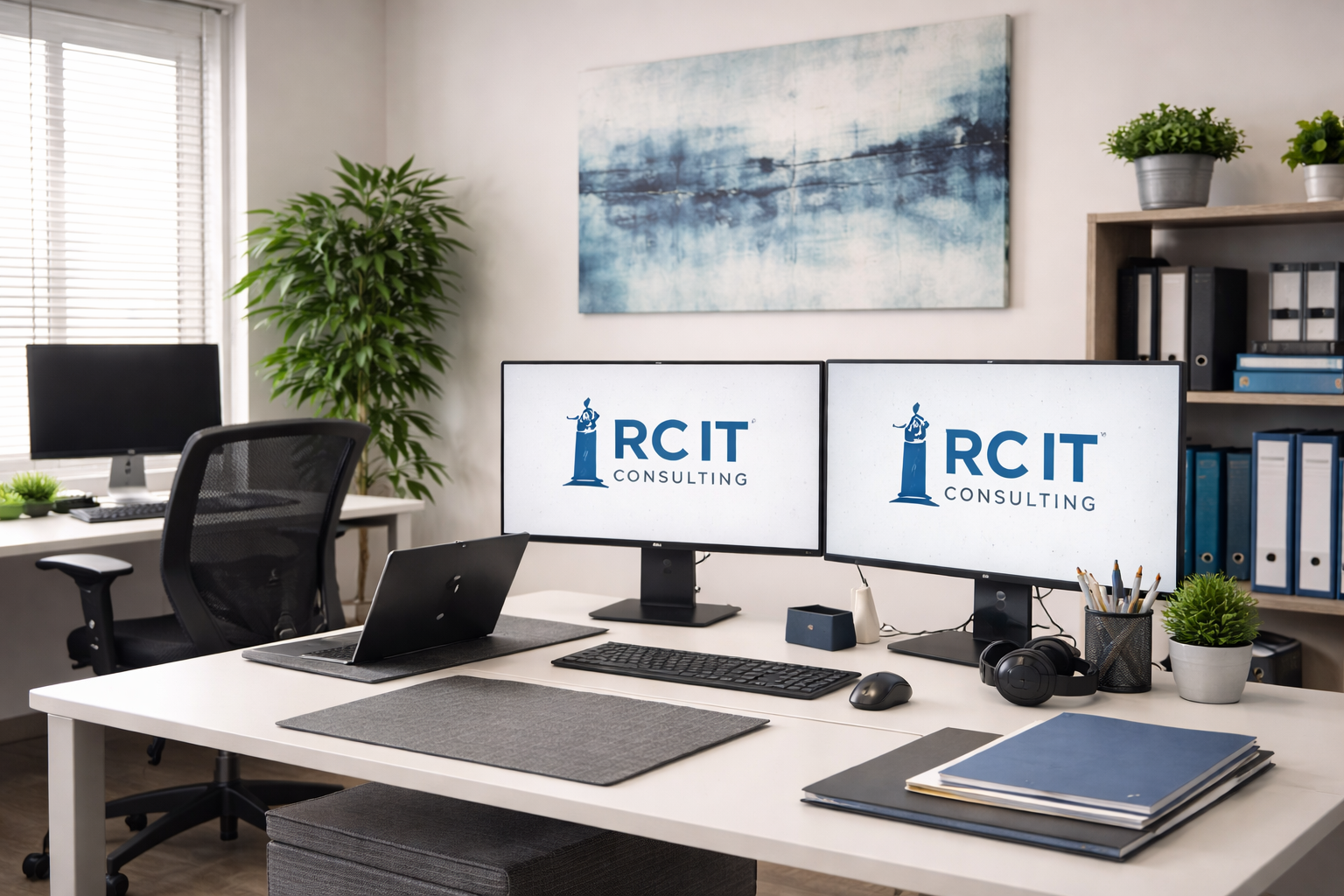 RC IT Office with RC IT on monitors