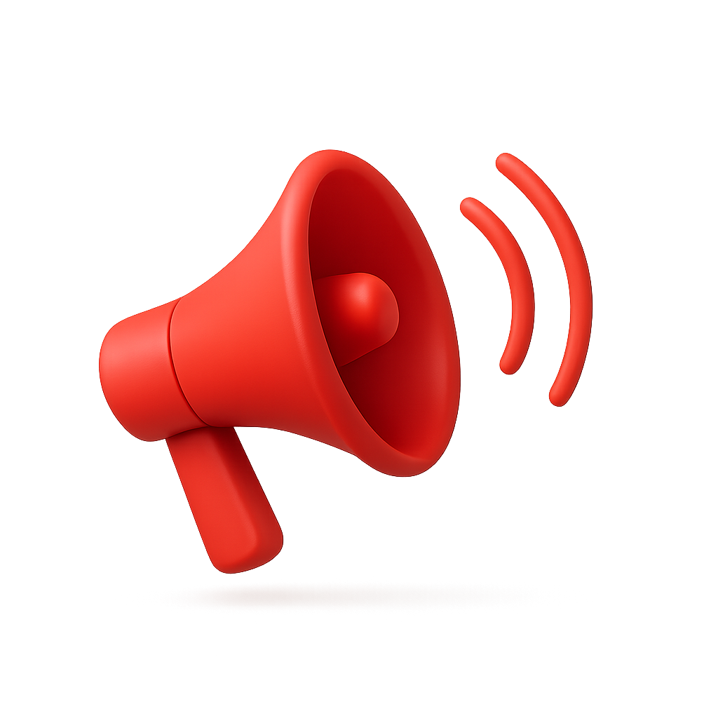 Megáfono rojo 3D para voz del cliente