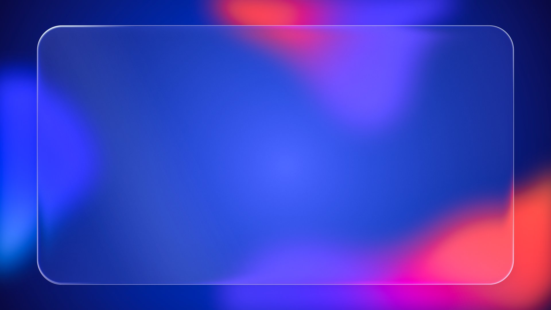 Transparent rounded rectangle liquid glass frame background, realistic glassmorphism user interface