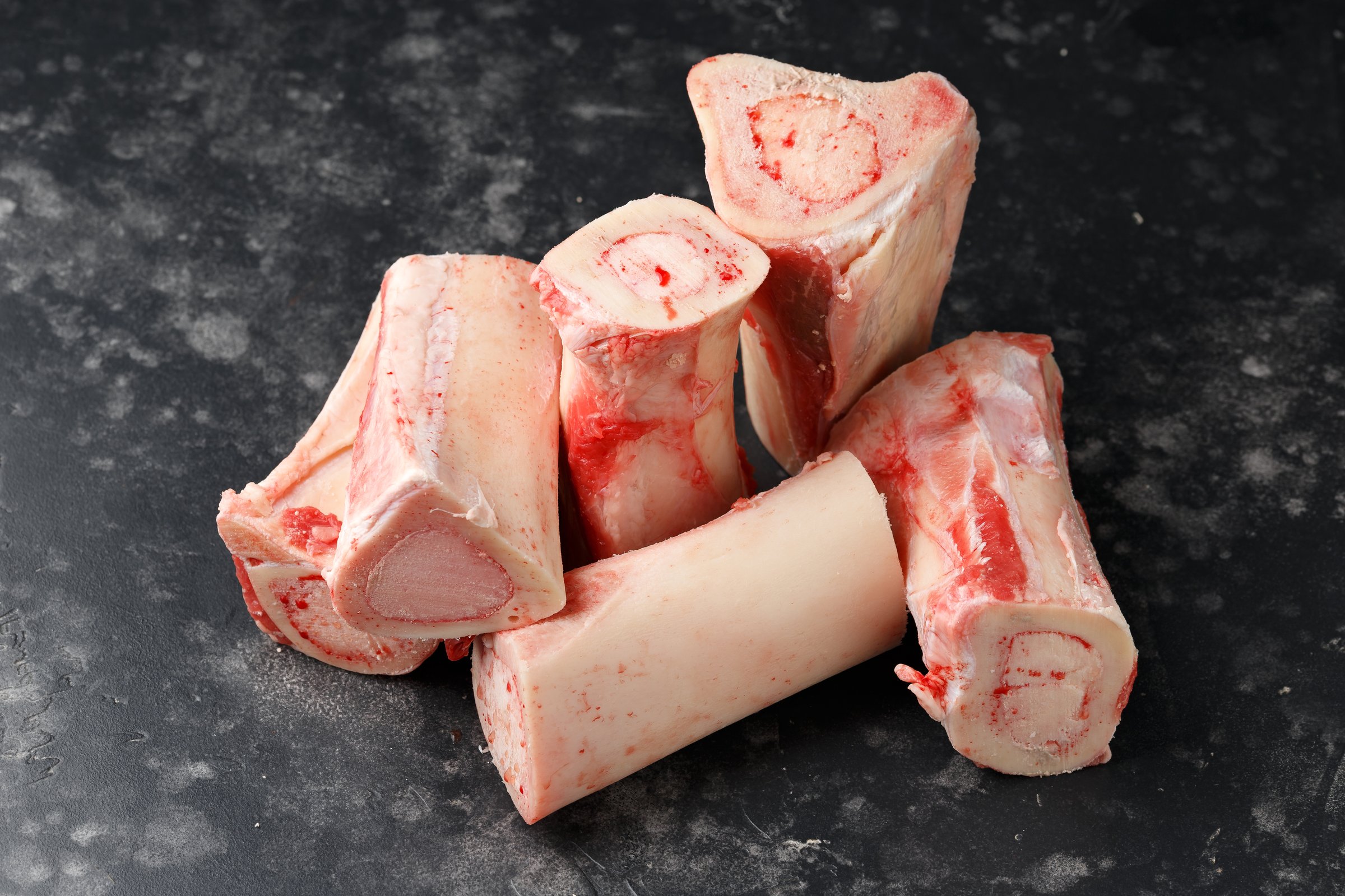 Raw Marrow bone beef for making broth.