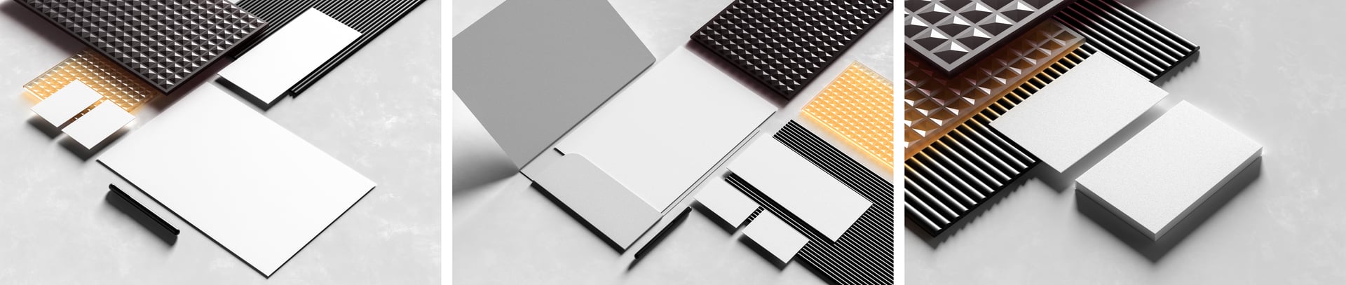 Corporate identity stationery mock up isolated on modern style background. Mock up for branding identity. 3D illustration