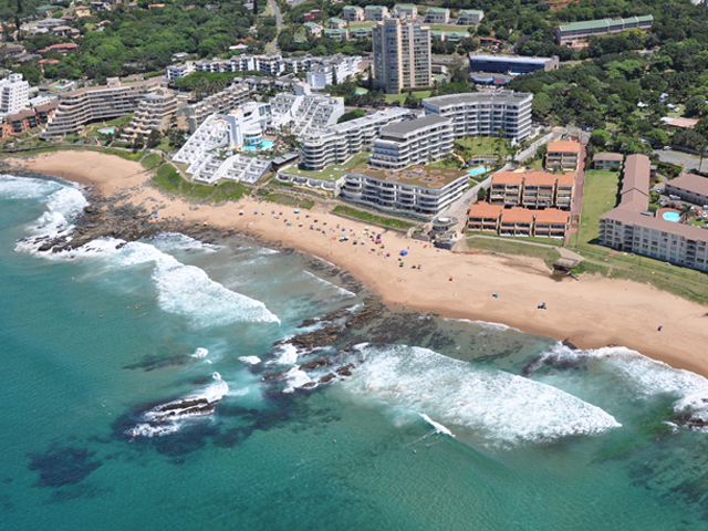Ballito Main Beach with golden sand and pristine blue waters