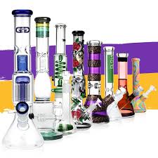 Glass pipes and bongs display