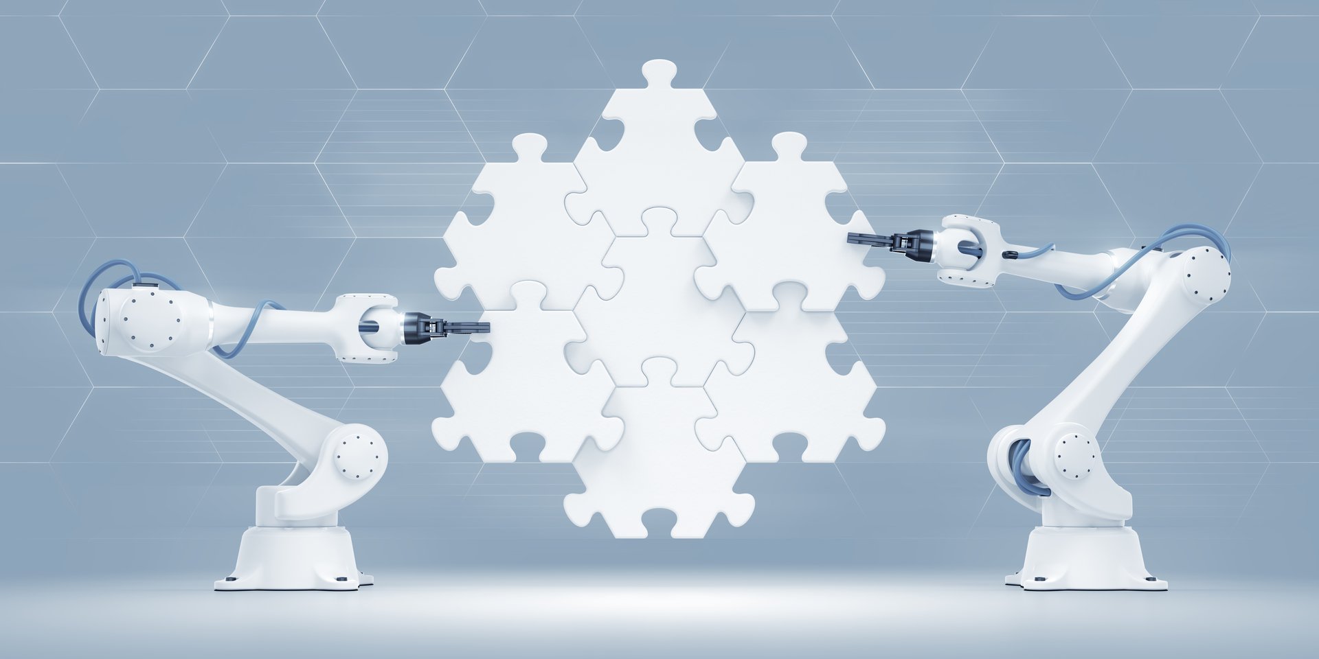 3d rendered graphic composition on the subject of &#039;Industrial Robotics&#039;.