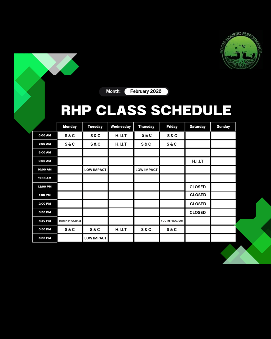 RHP Gym Class Schedule