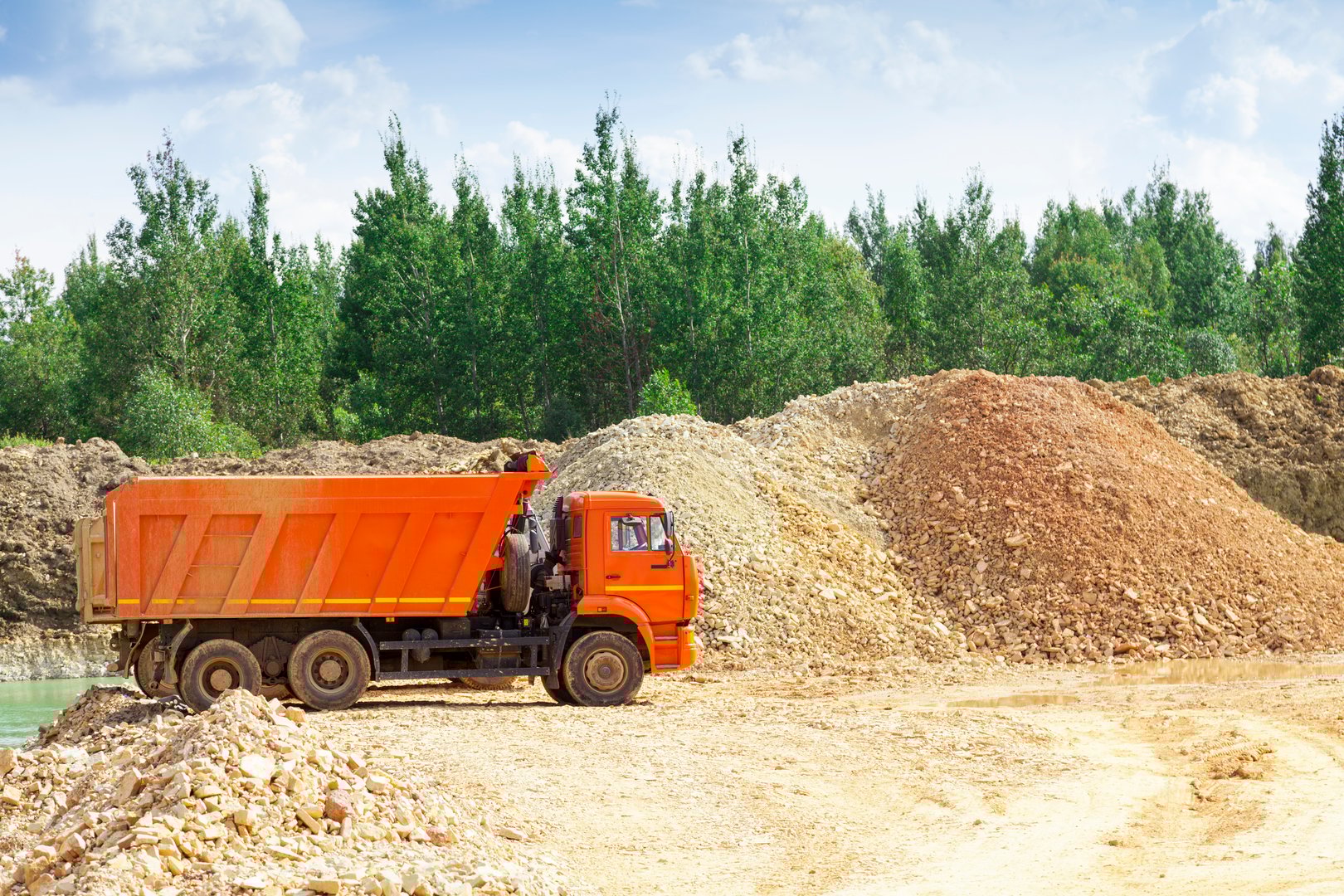 Large dump truck in construction site