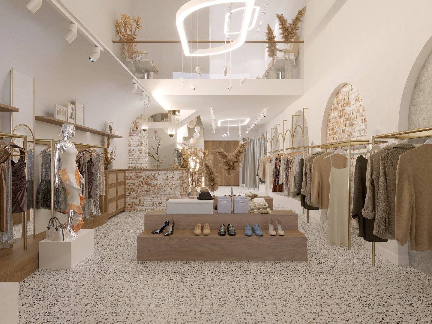 Modern fashion shop, 3d rendering.