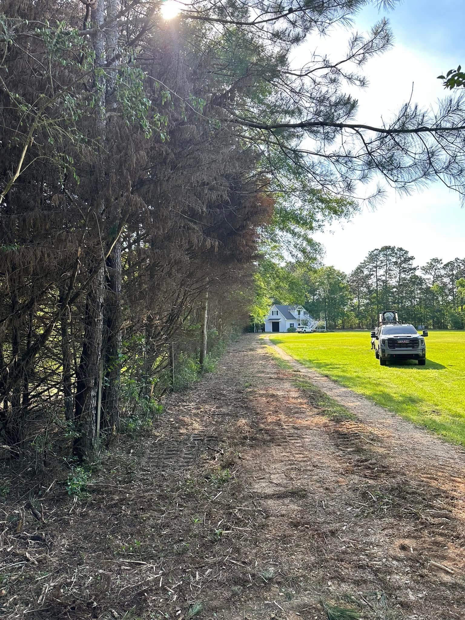 Bush hogging equipment clearing overgrown field