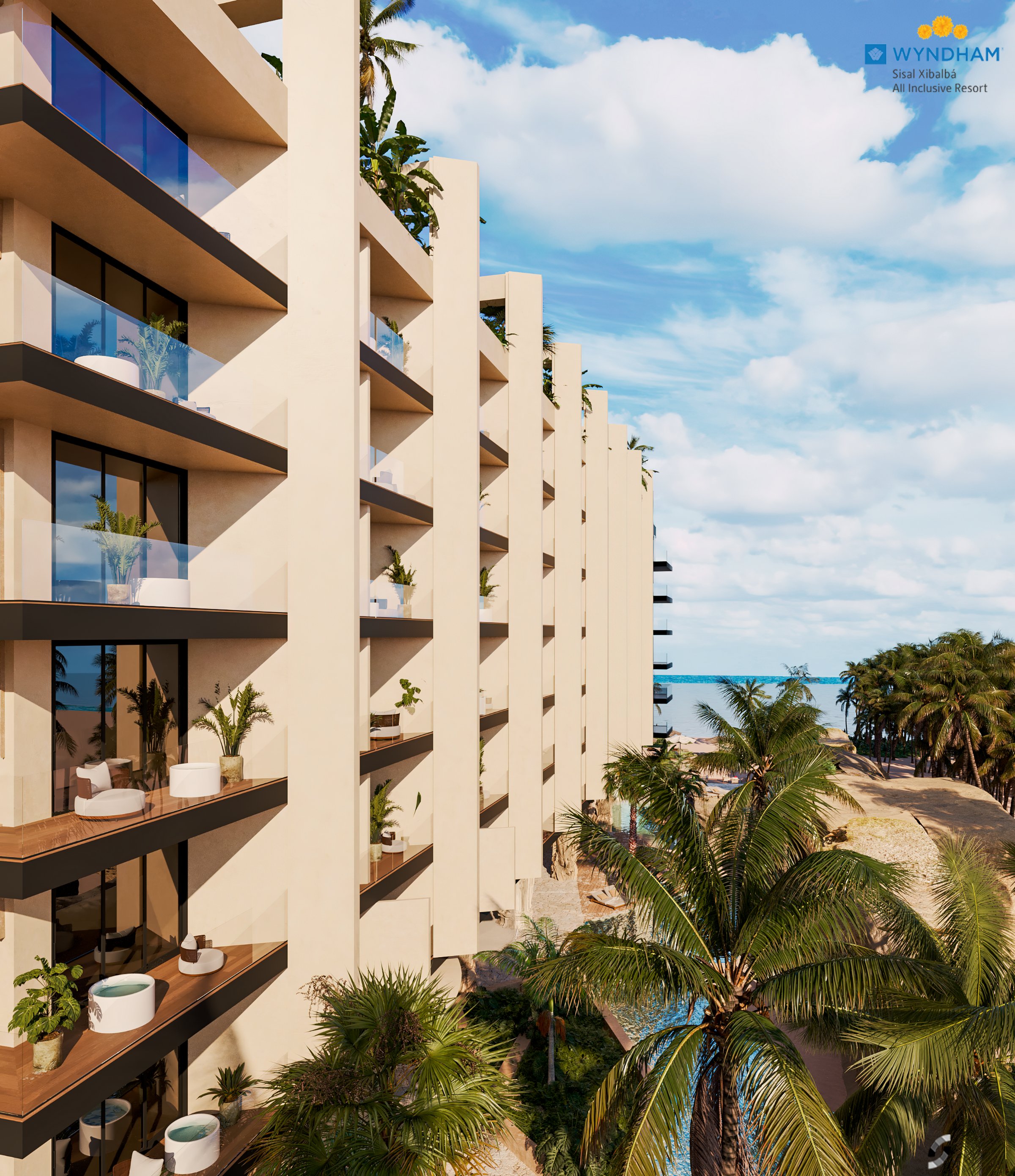 Vista aérea habitaciones Wyndham Xibalbá