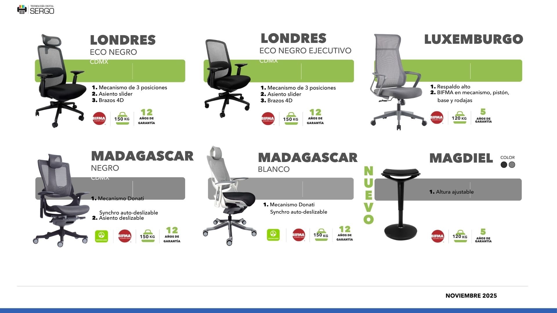 Catálogo de sillas de oficina