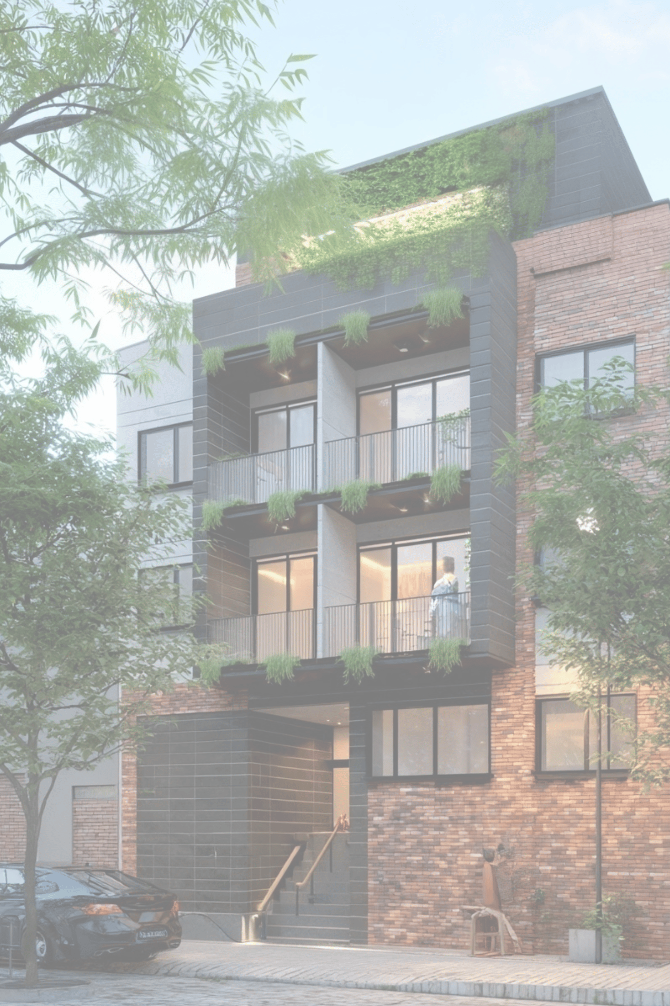 Fachada del edificio CG Habitando Espacios en Portales Norte