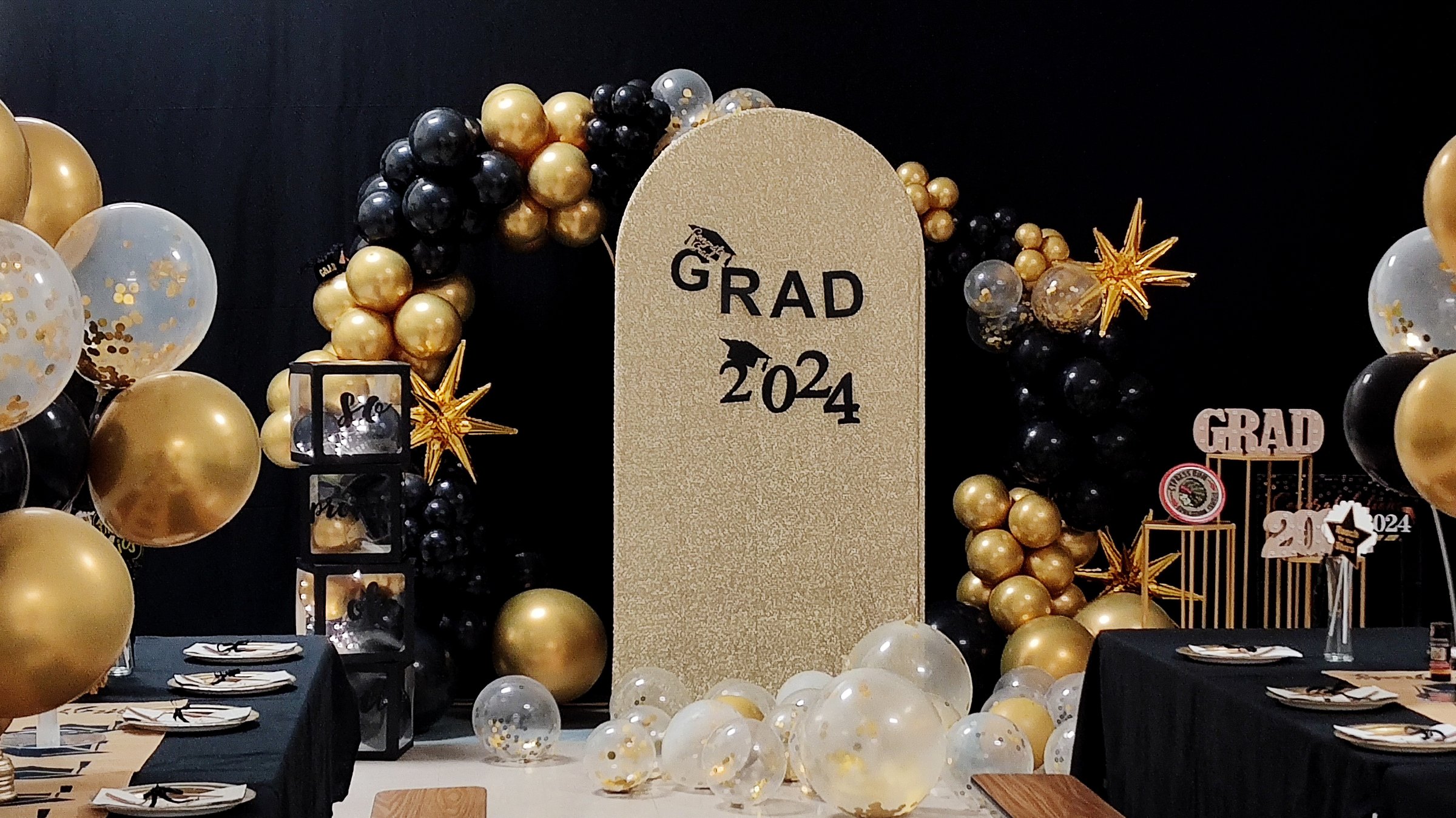 Graduation Party Decor in Gold and Black