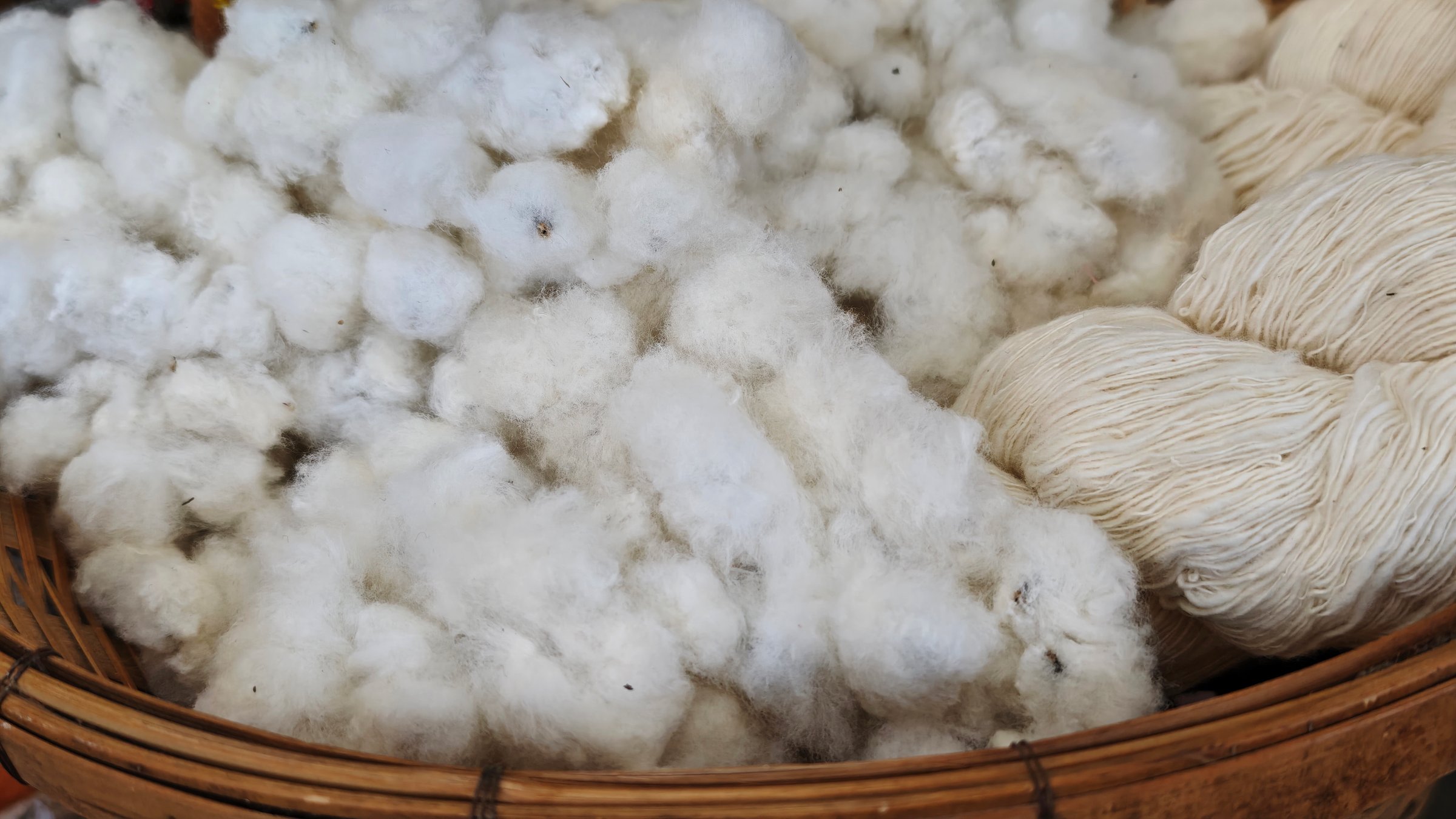 Cotton from natural cotton flowers