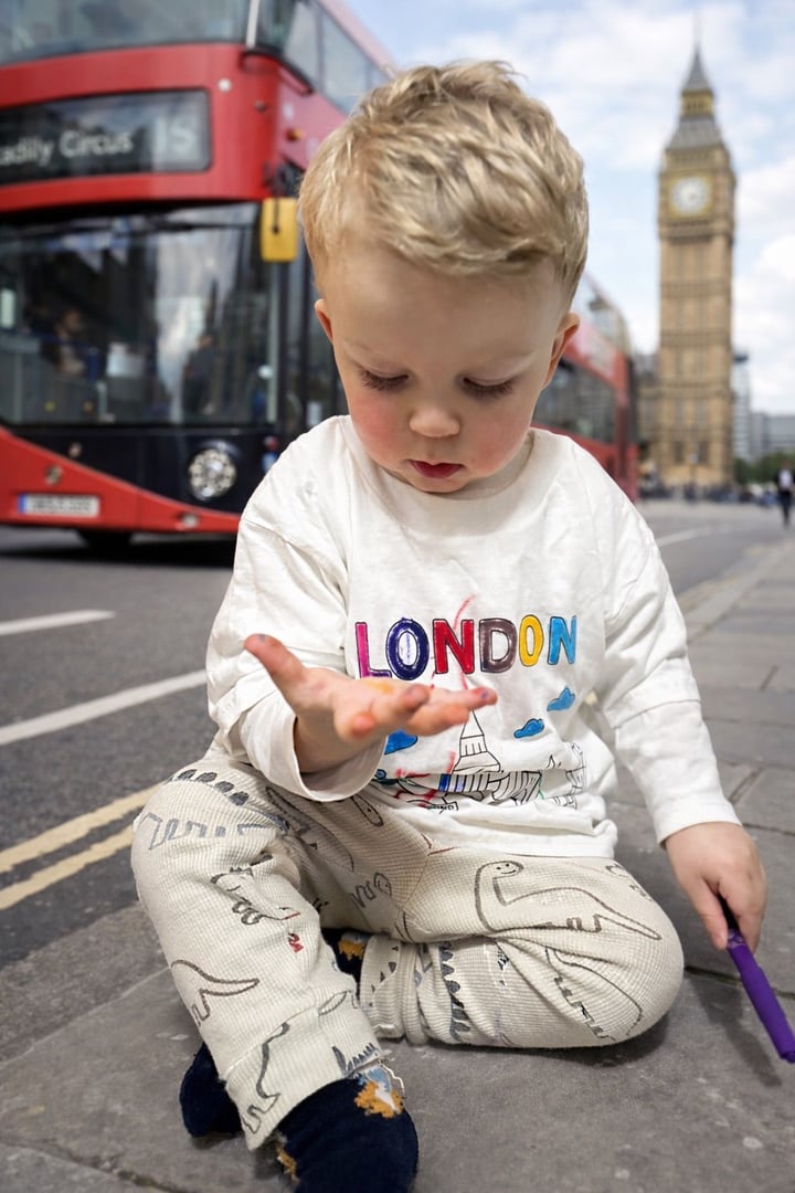 Child wearing Colour Me London T-shirt